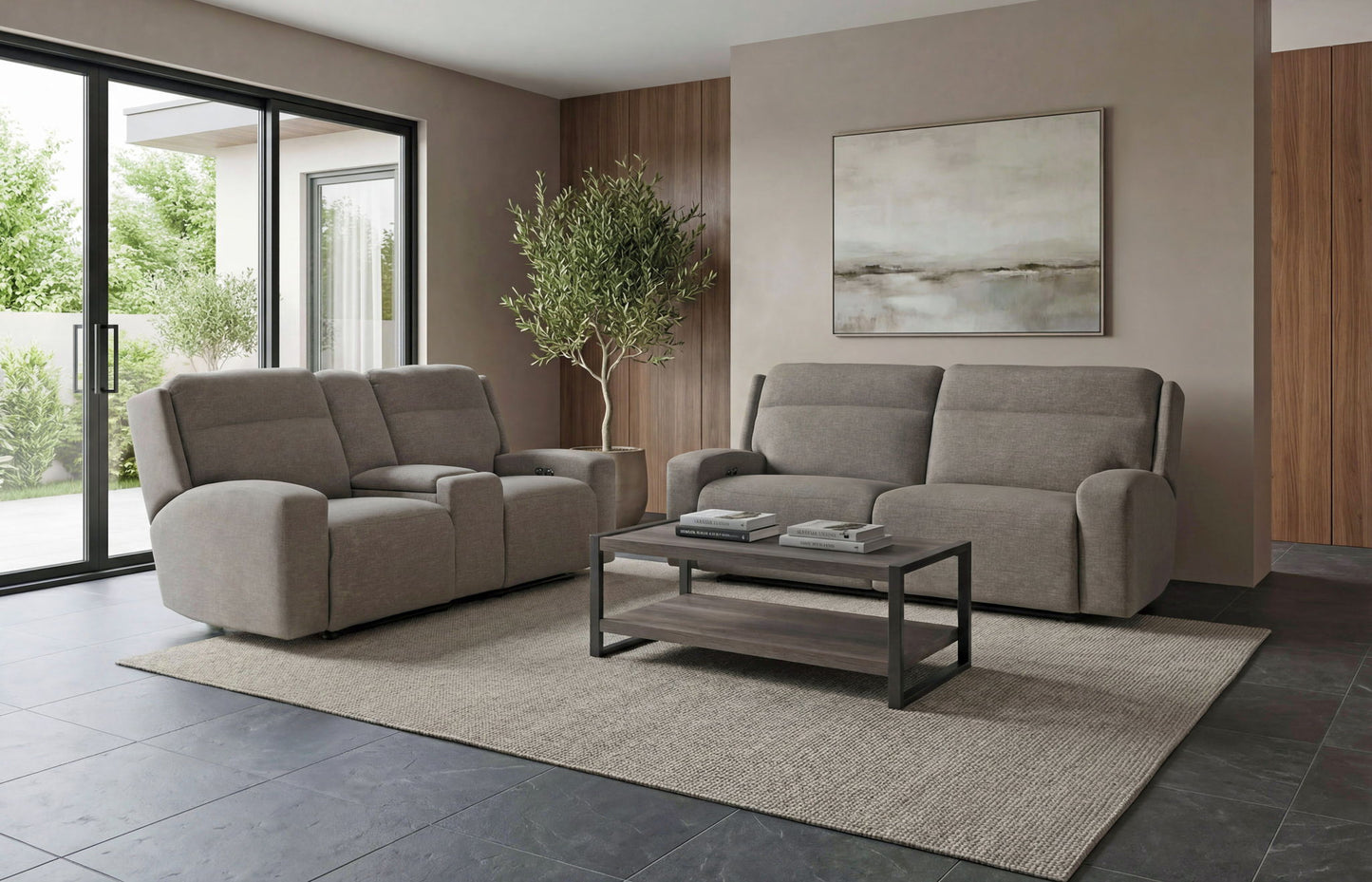 Caleb - Power Headrest Power Reclining Sofa With Zero Gravity - Raisin