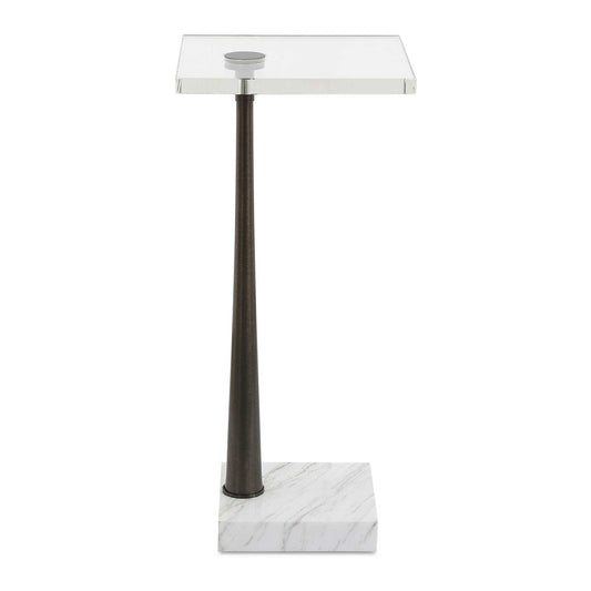 Pelton - Marble Glass Drink Table - Bronze / White