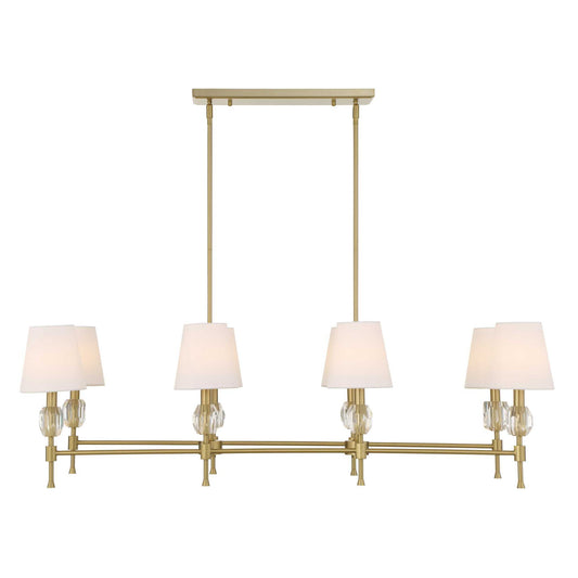 Arques - 8 Light Linear Chandelier - White / Gold