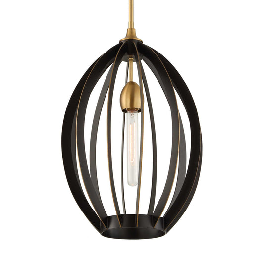 Darby - 1 Light Architectural Oval Pendant - Bronze / Black