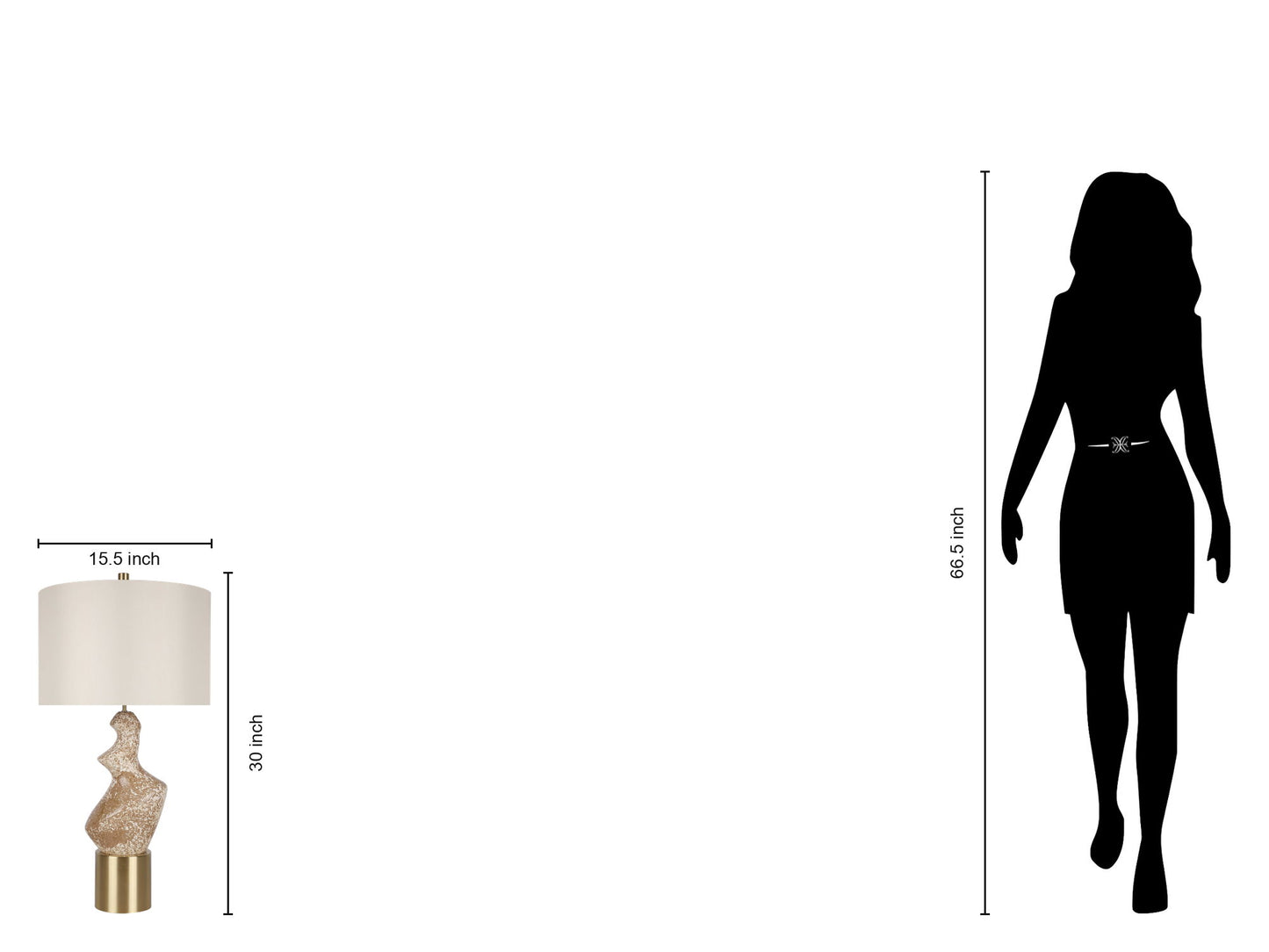 "Sculptural Serenity" Ceramic Table Lamp (Set of 2) - Stone / Soft Gold