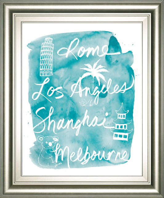 Sightseeing Il By Lottie Fontaine - Framed Print Wall Art - Light Blue