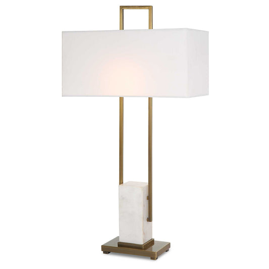 Column - White Marble Table Lamp