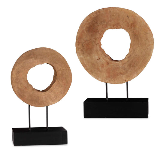 Ashlea - Wooden Sculptures (Set of 2) - Light Brown & Black