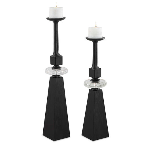 Ebon Glow - Floor Candleholders (Set of 2) - Black