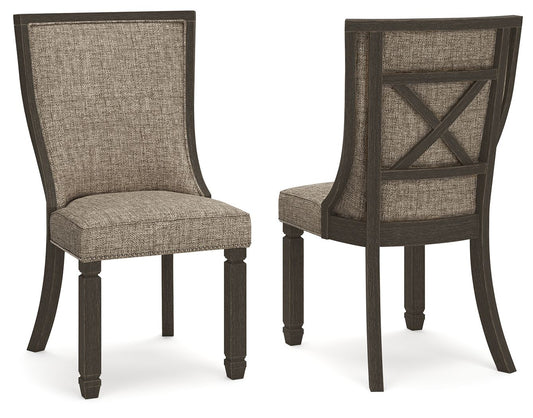 Tyler Creek - Dining UPH Side Chair (Set of 2) - Framed Back - Black / Grayish Brown