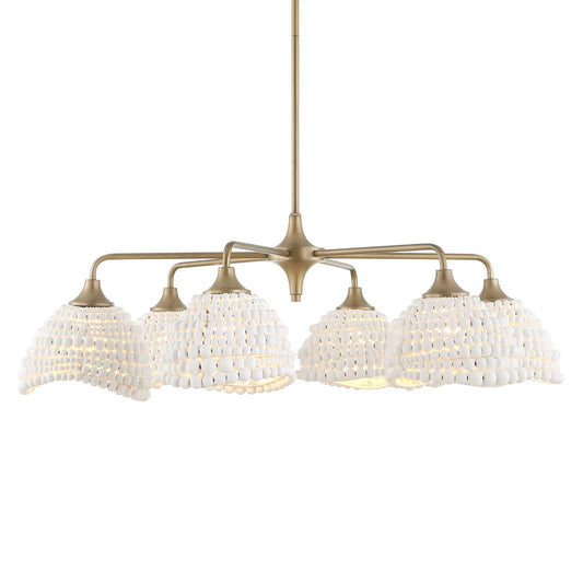 Biddeford - 6 Light Beaded Pendant - White