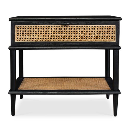 Coast - Rattan Side Table - Black / Woodtone