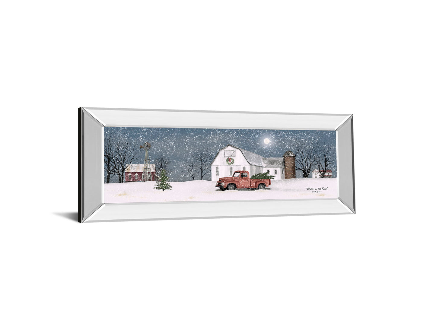Winter On The Farm By Billy Jacobs - Mirrored Frame Wall Art - White