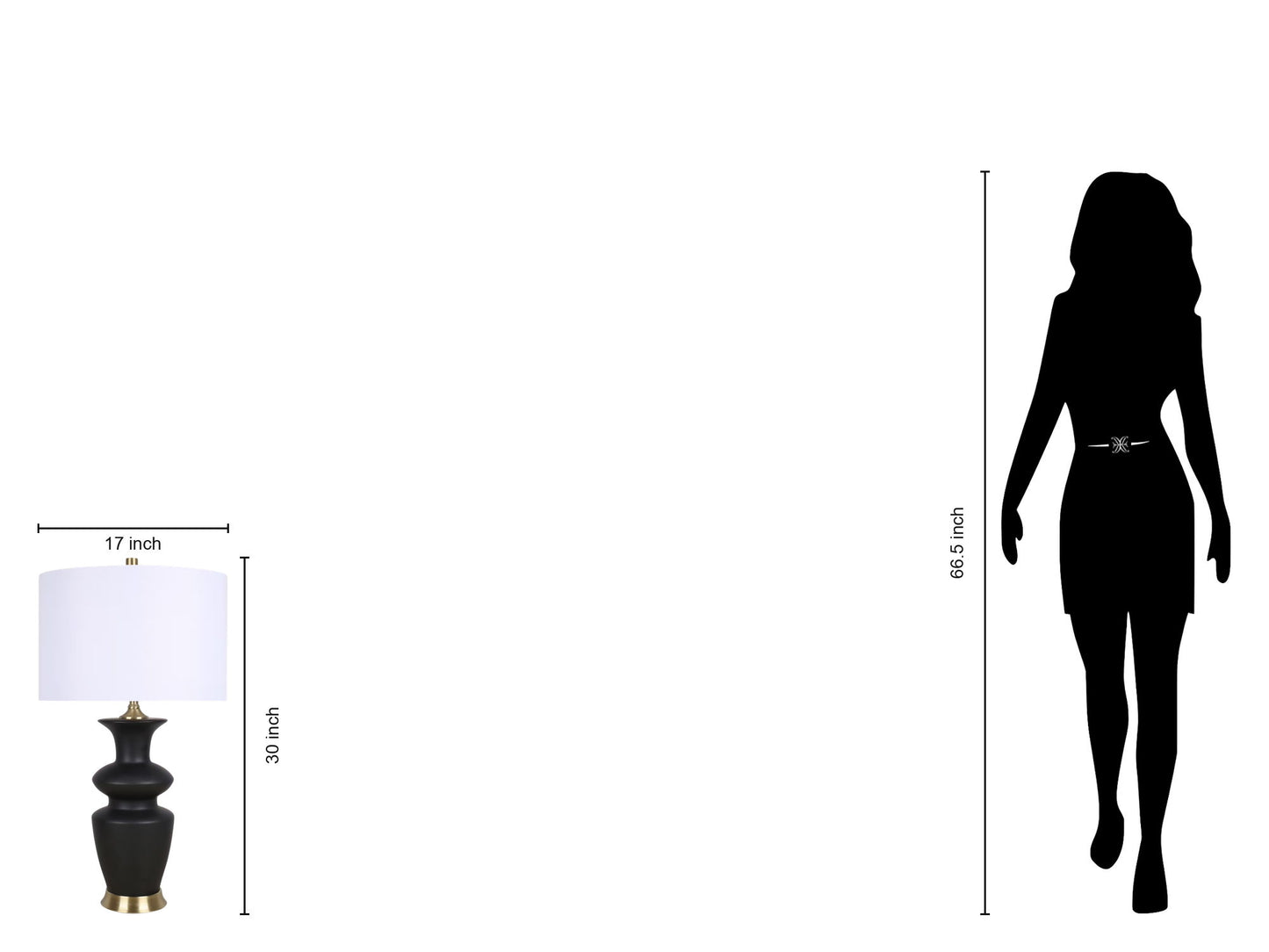 "Elegance Radiance" Ceramic Table Lamp (Set of 2) - Black / Soft Gold