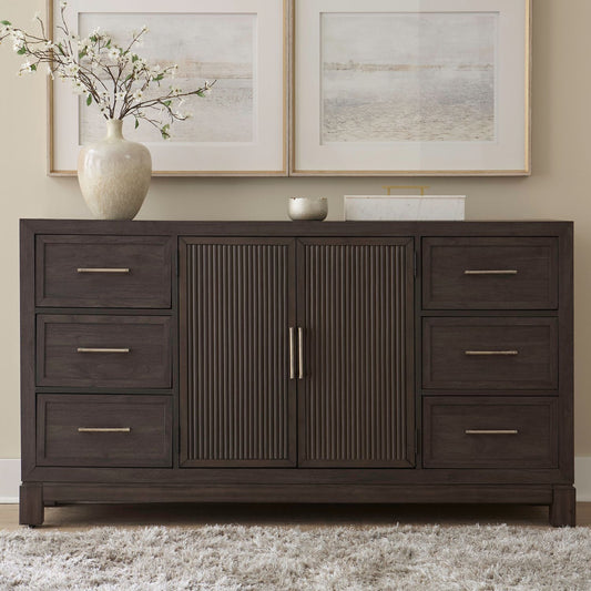 Modern Edge - 2 Door 6 Drawer Dresser - Brown