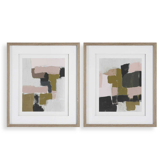Color Block - Framed Prints (Set of 2) - Light Brown