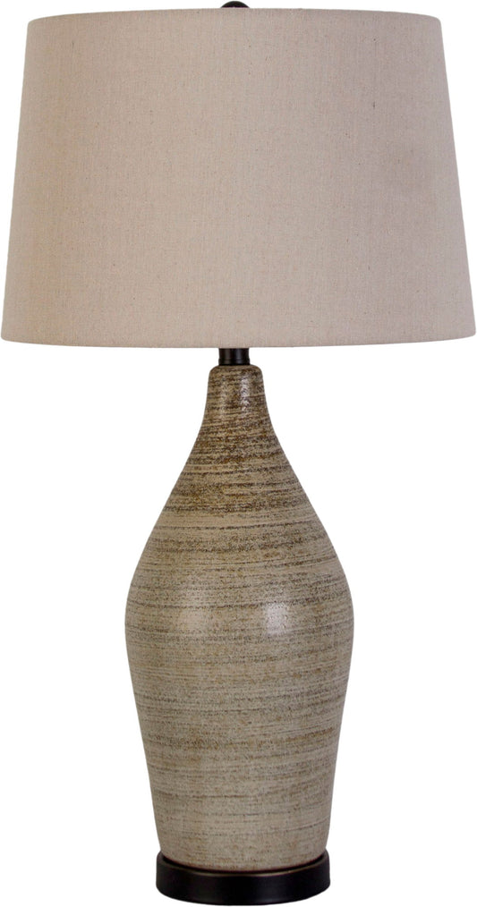"Serene Stone" Ceramic Table Lamp (Set of 2) - Natural Finishes/Matte Black