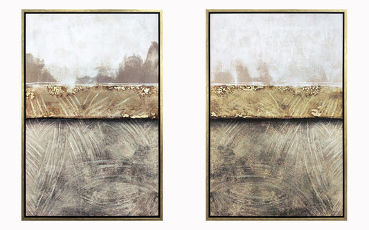 Hand Painted Textured Canvas (Set of 2) - Dark Gray