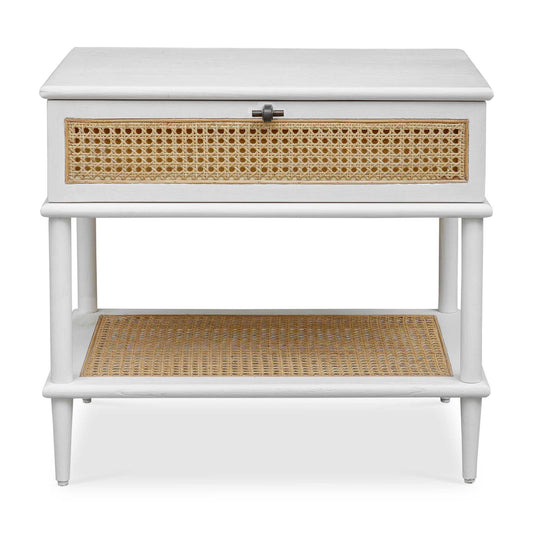 Coast - Rattan Side Table - White / Woodtone