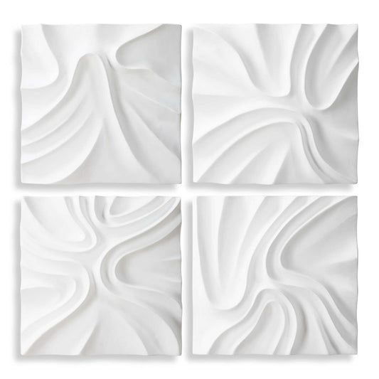 Snowdrift - Scultped White Wall Decor (Set of 4)