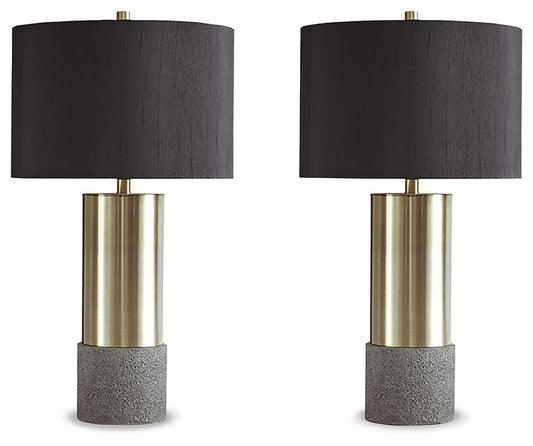 Jacek - Metal Table Lamp (Set of 2) - Gray / Brass Finish