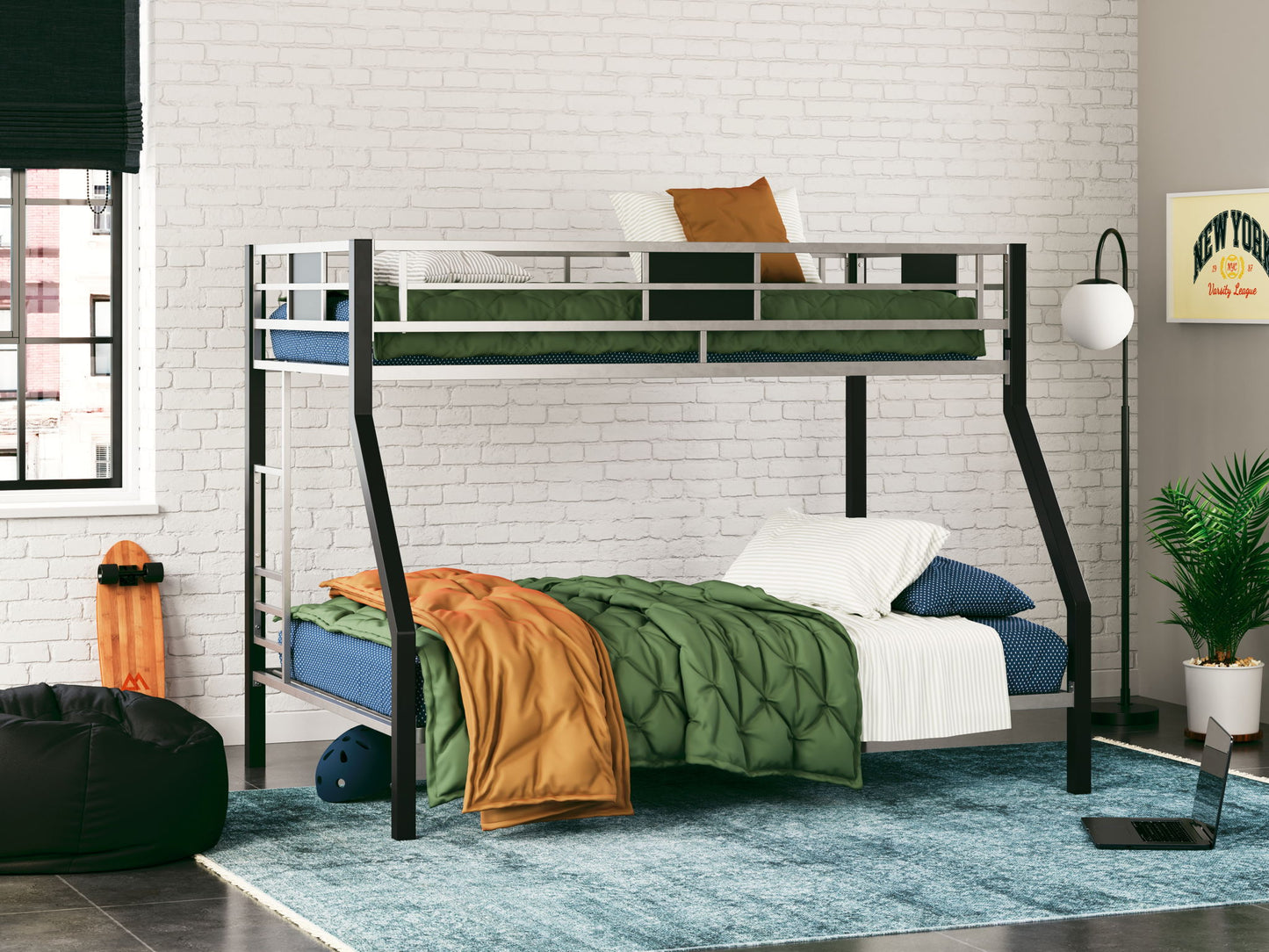 Dinsmore - Twin/Full Bunk Bed w/Ladder - Black / Gray