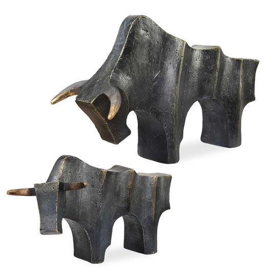 Regal Bull - Sculptures (Set of 2) - Bronze