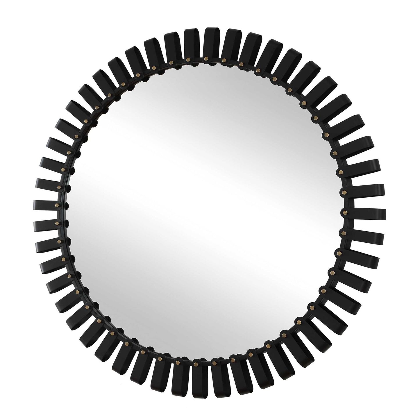 Jael - Round Iron Bands Mirror - Black