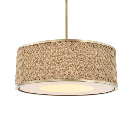 Pinchot - 4 Light Rattan Drum Pendant - Brown