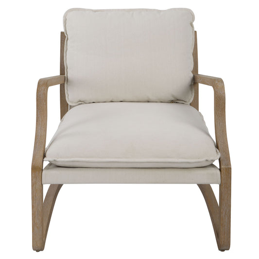 Melora - Solid Oak Accent Chair - Beige