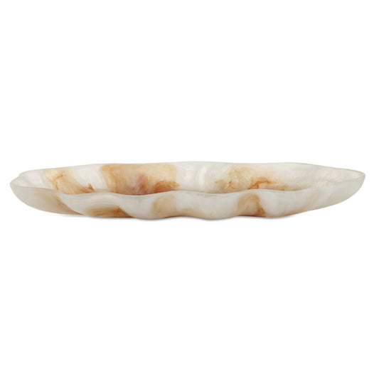 Organic Elegance - Wavy Oval Bowl - Brown / White