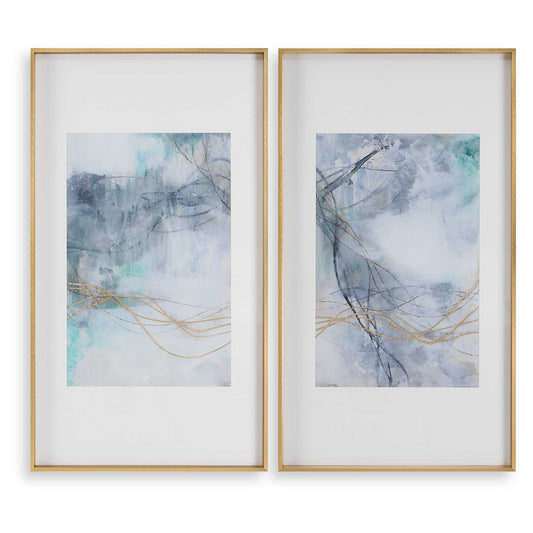 Undulating Oro - Abstract Prints (Set of 2) - Blue