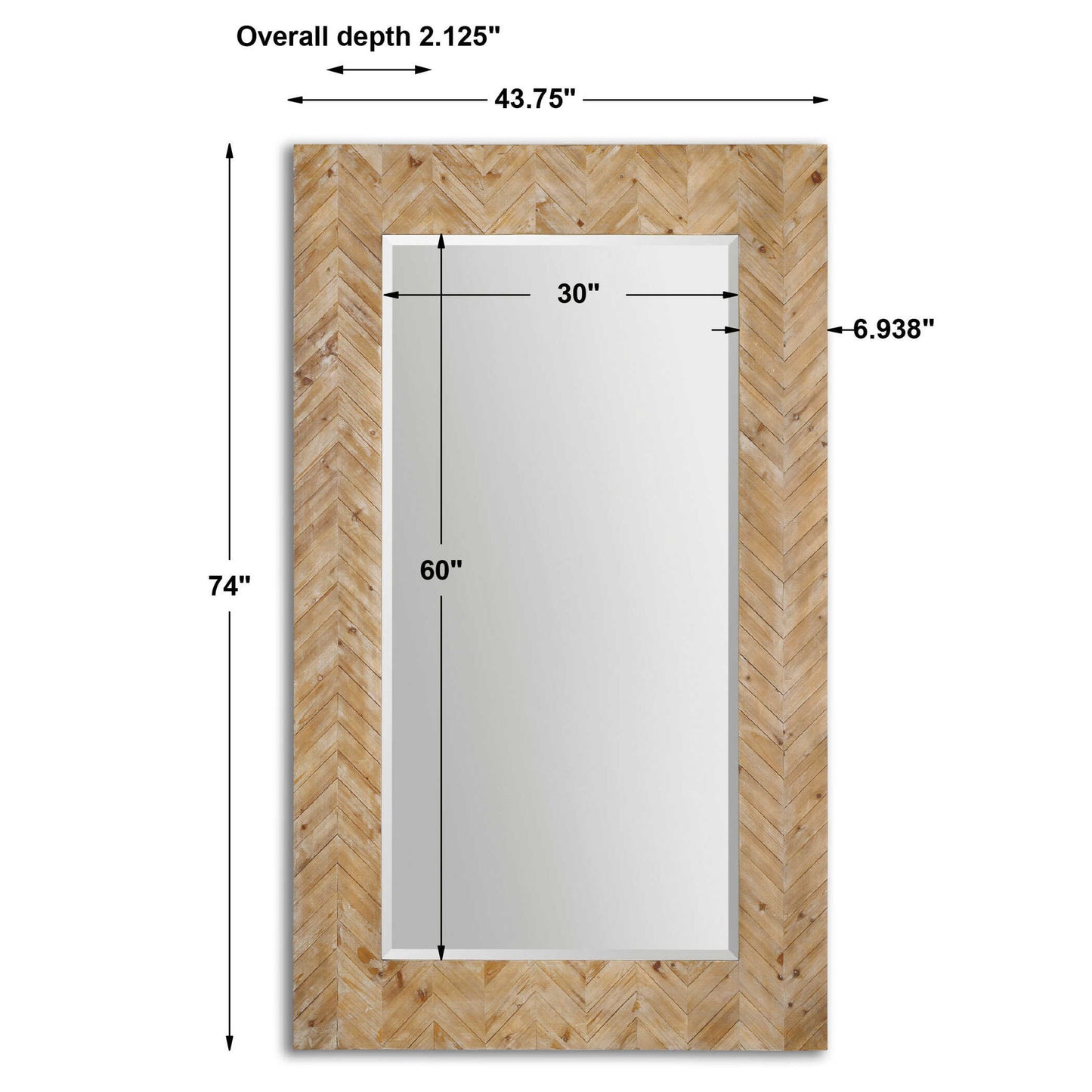 Demetria - Oversized Wooden Mirror - Light Brown