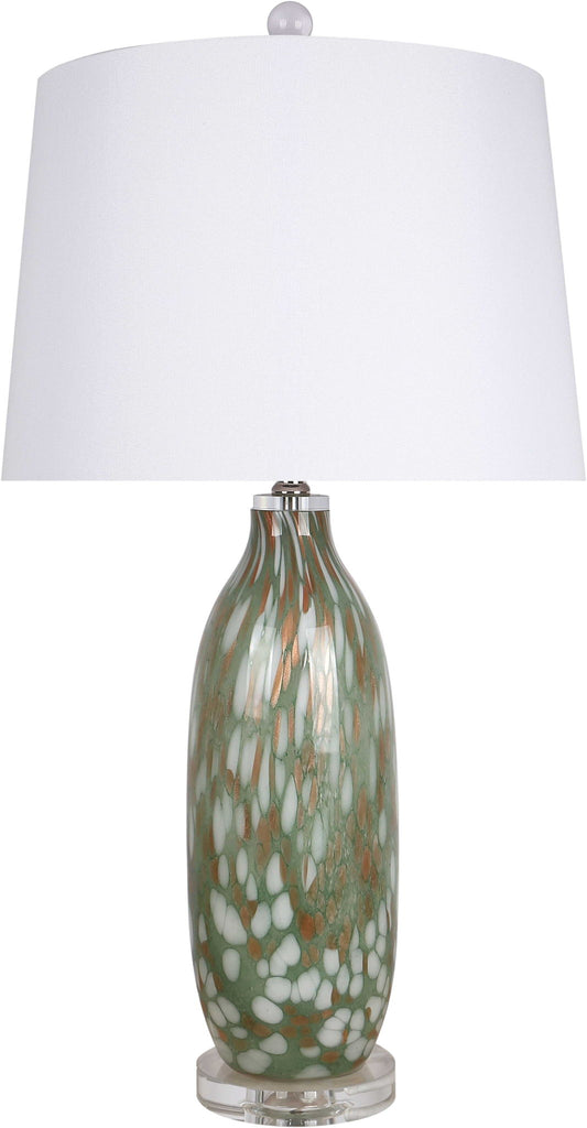 "Verdant Glow" Art Glass Table Lamp (Set of 2) - Green Art Glass