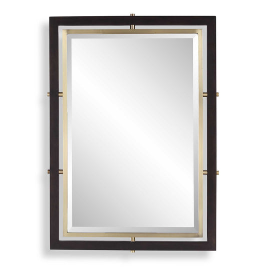 Bach - Rectangle Mirror - Walnut & Brass