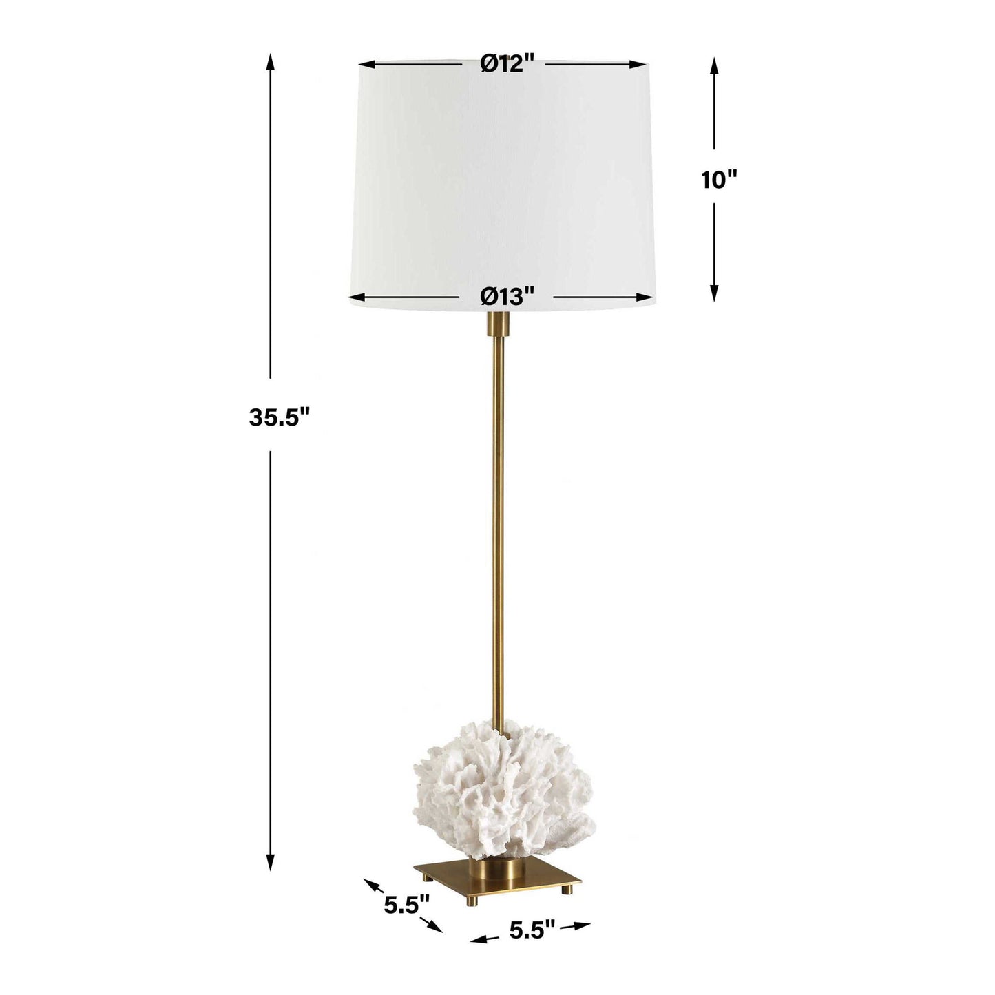 Caronia - Coral Buffet Lamp - Brass / Gold / White