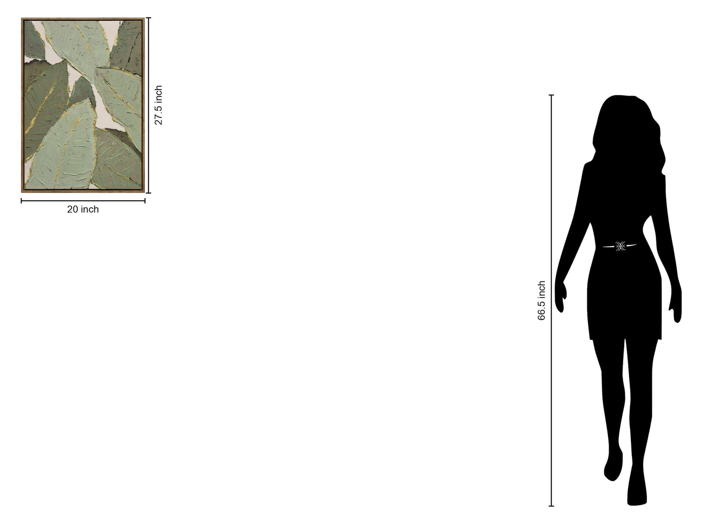 "Verdant Essence II" Hand-Embellished Canvas In Frame - Green / Gold / Natural Wood