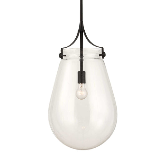 Dewdrop - 1 Light Glass Shade Pendant - Black