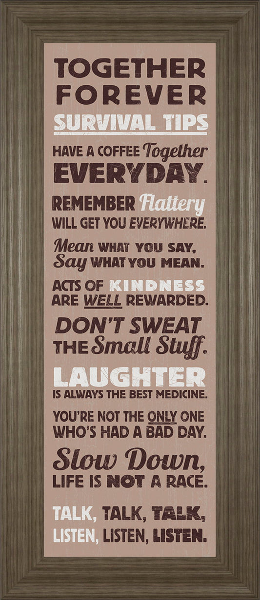 Survival Tips I By The Vintage Collection - Framed Print Wall Art - Light Brown