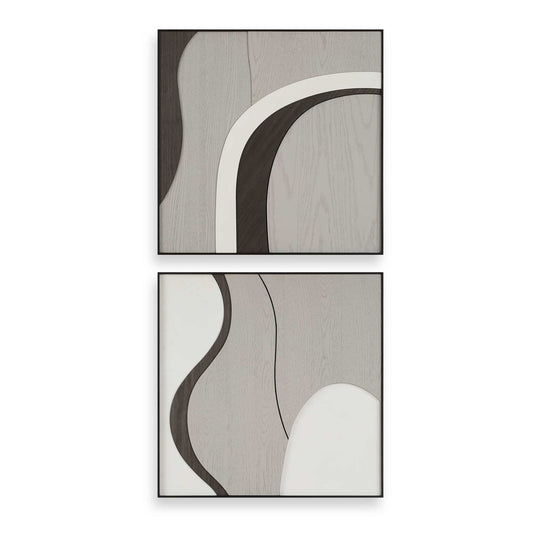 Joel - Modern Wood Wall Art (Set of 2) - Brown / Gray