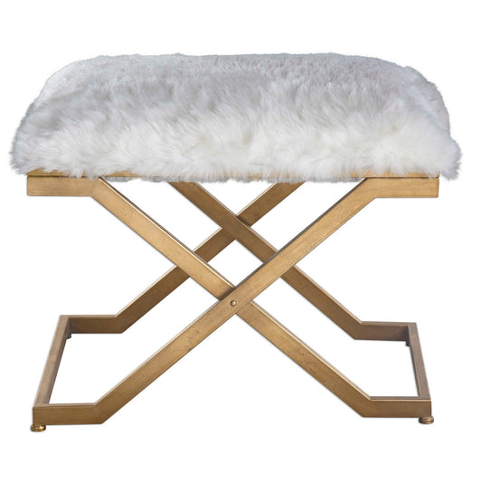 Farran - Fur Small Bench - White
