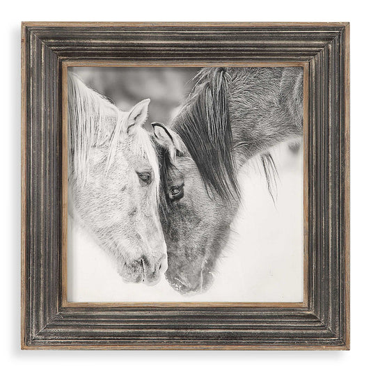 Custom Black And White Horses - Print - Dark Brown