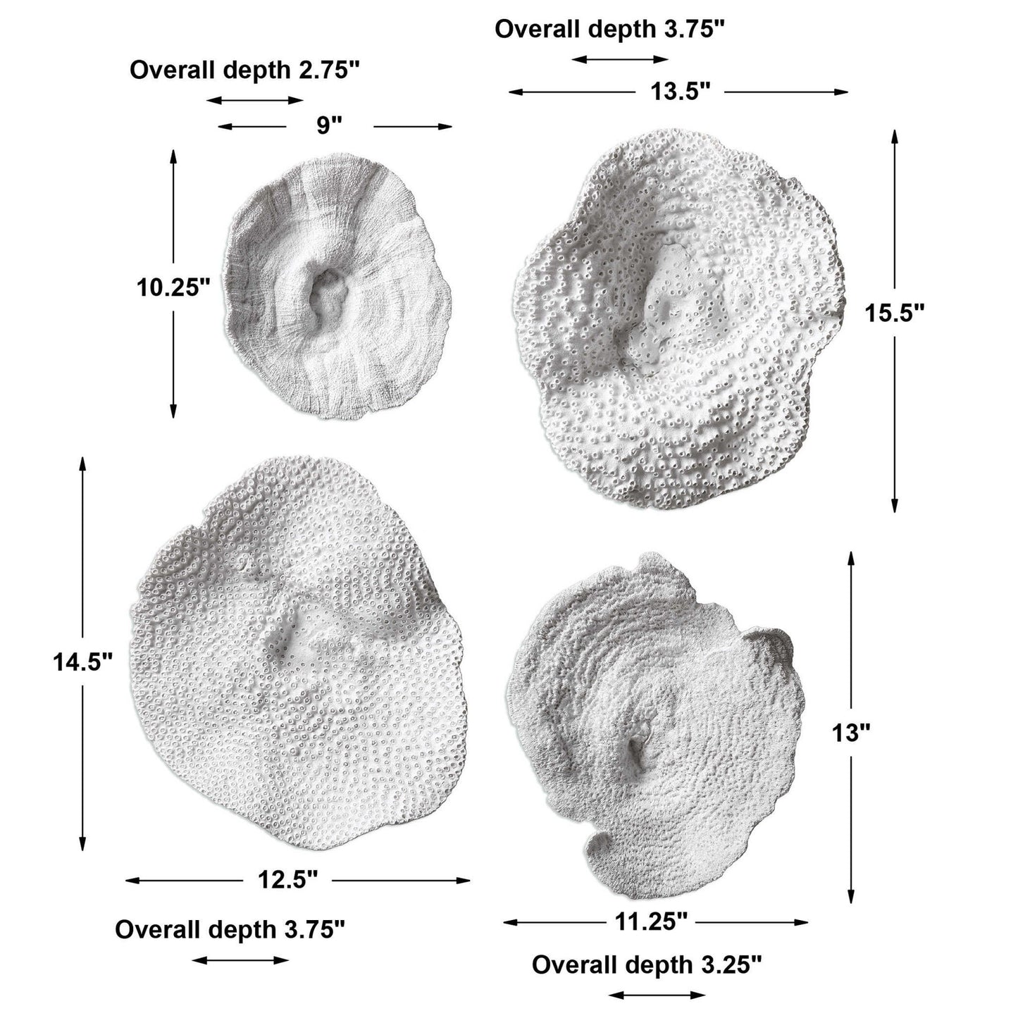 Sea Coral - Wall Art (Set of 4) - White