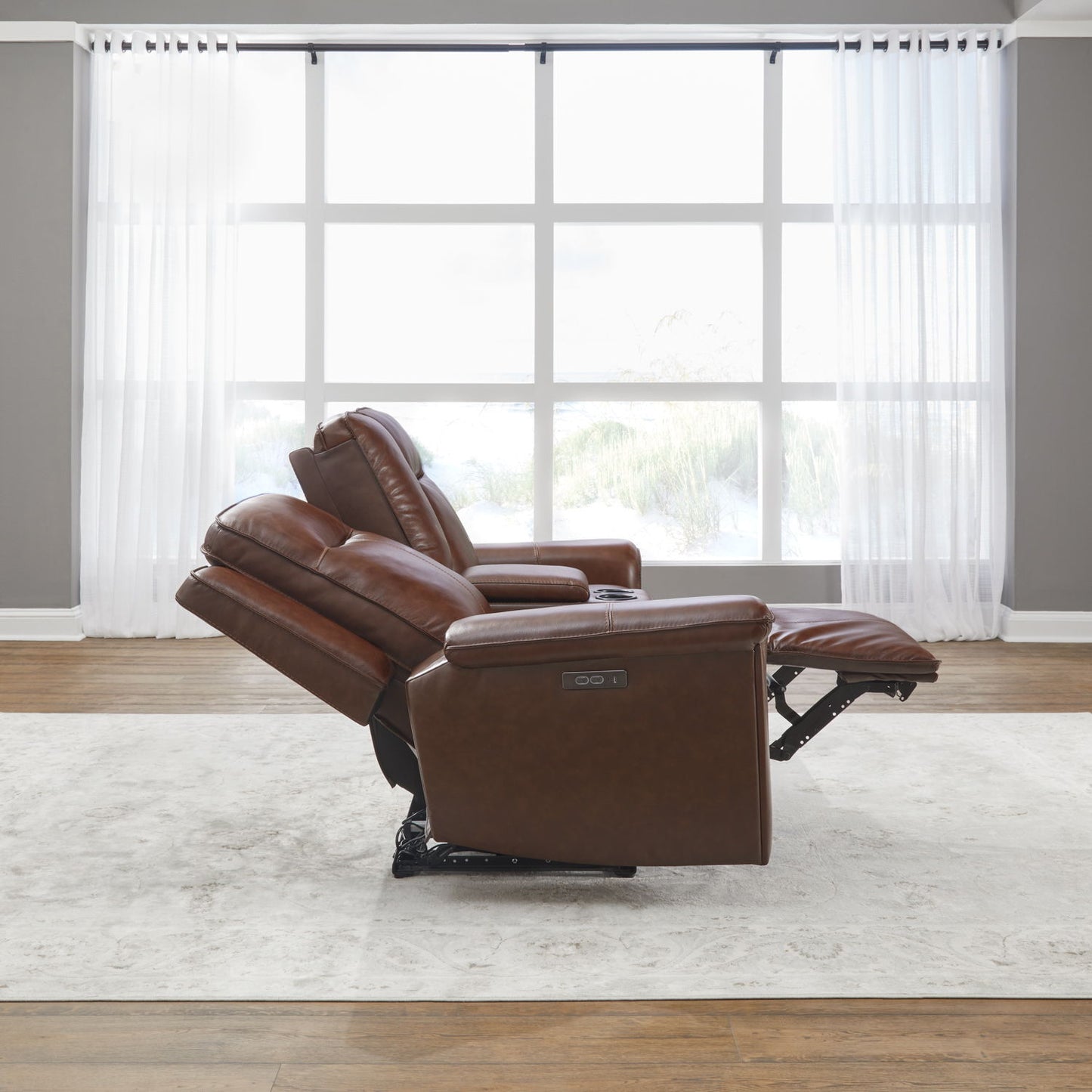 Avery - Loveseat With Console P2 - Cognac