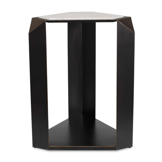 Keenan - Geometric Accent Table - Bronze / White