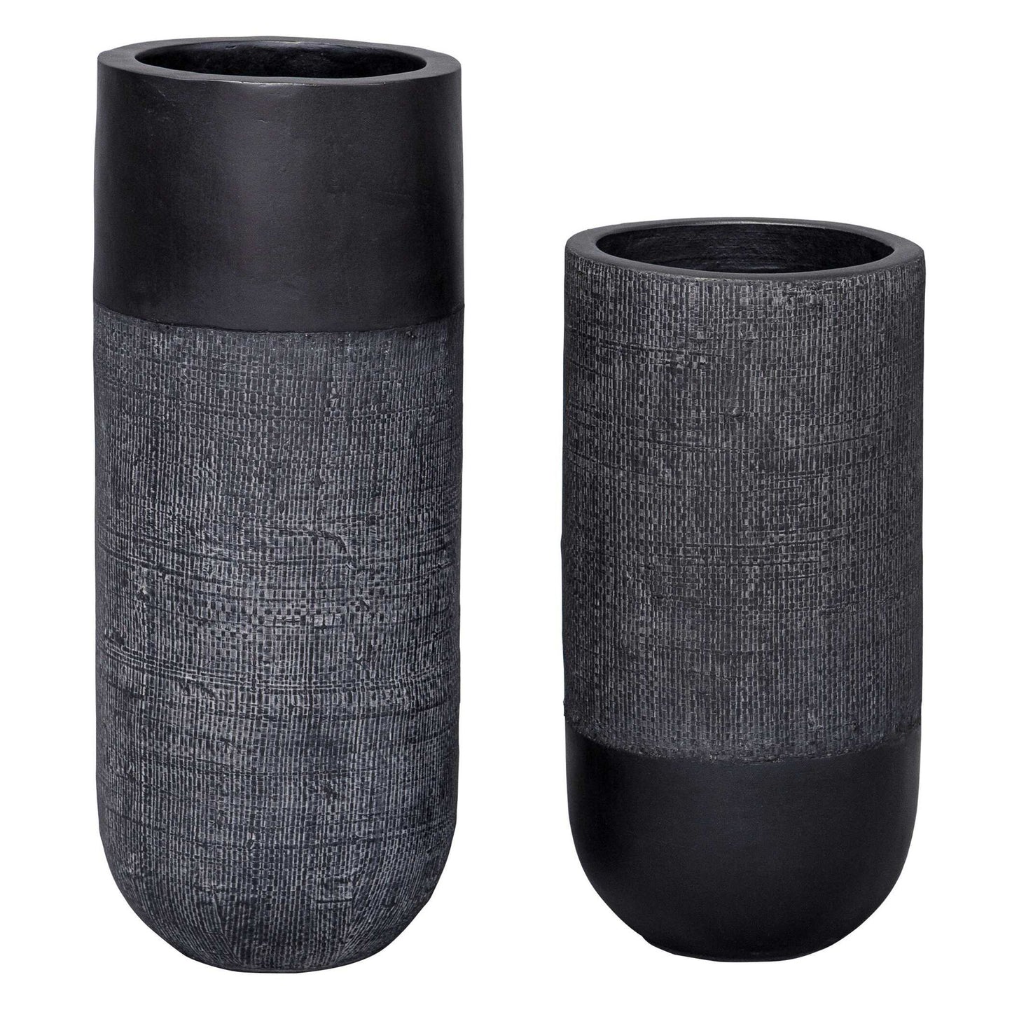 Woven - Shadow Vases (Set of 2) - Black