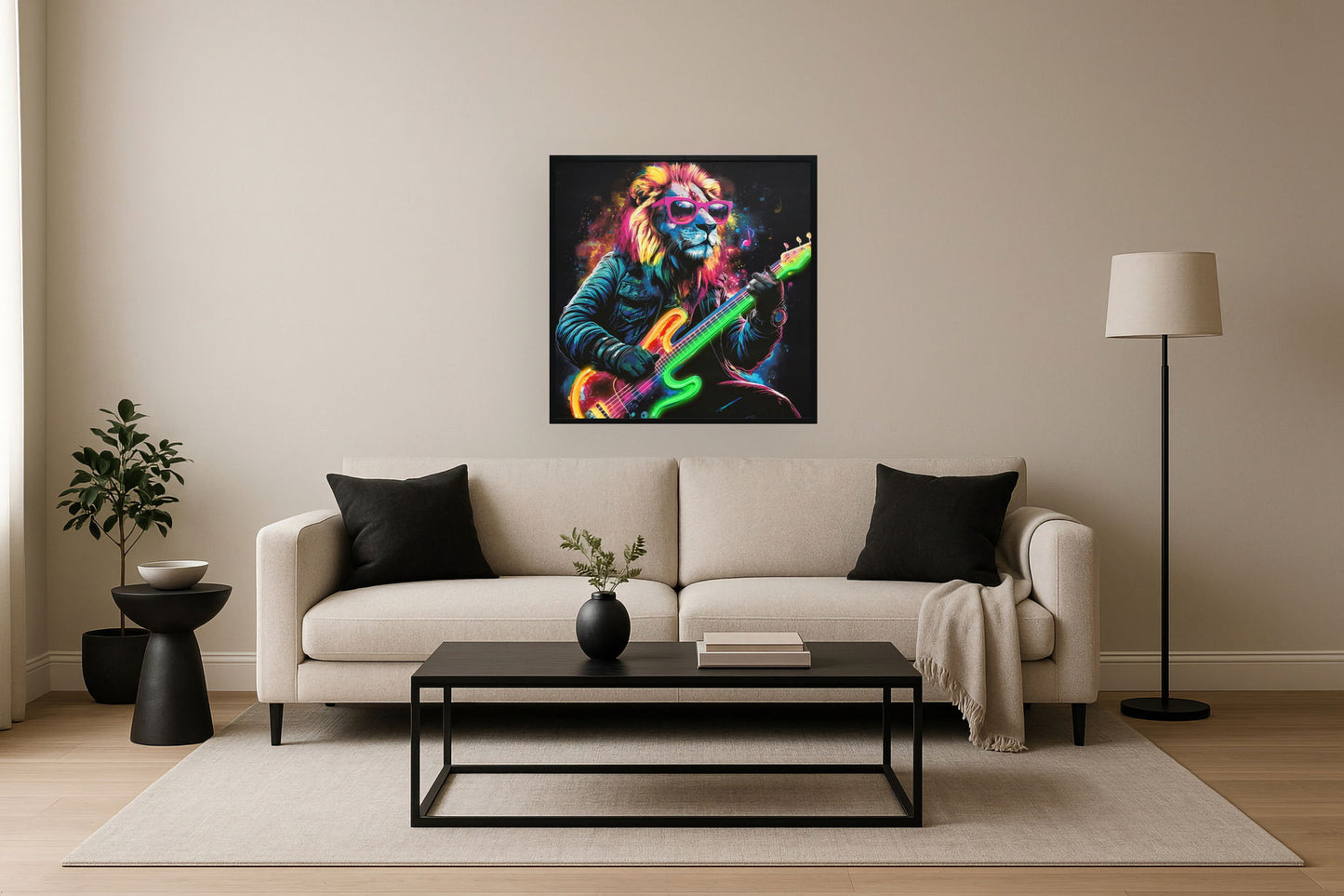 "Neon Groove II" Hand-Embellished LED In Frame - Neon / Vibrant