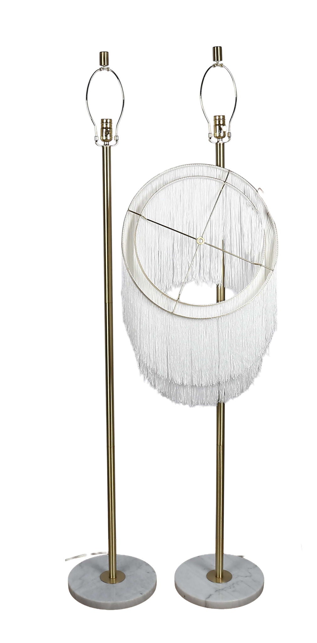 "Tassel Elegance I" Metal Floor Lamp - Soft Gold / White Marble