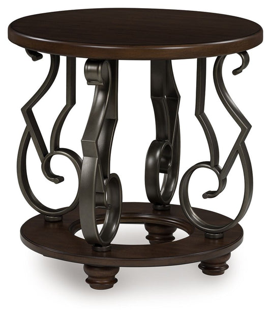 Frallyn - Round End Table - Dark Brown