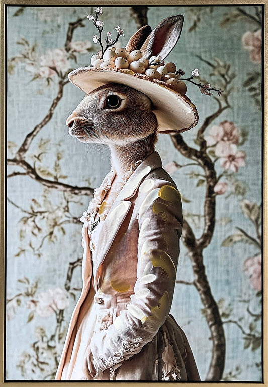 Garden Hare II Hand-Embellished Canvas In Frame - Gold / Brown