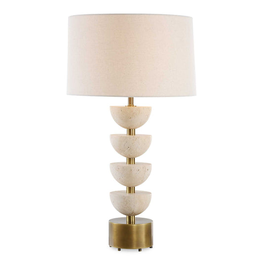 Hemisphere - Travertine Table Lamp - Beige