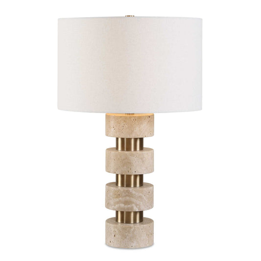 Makani - Travertine Table Lamp - Brass / Gold / White