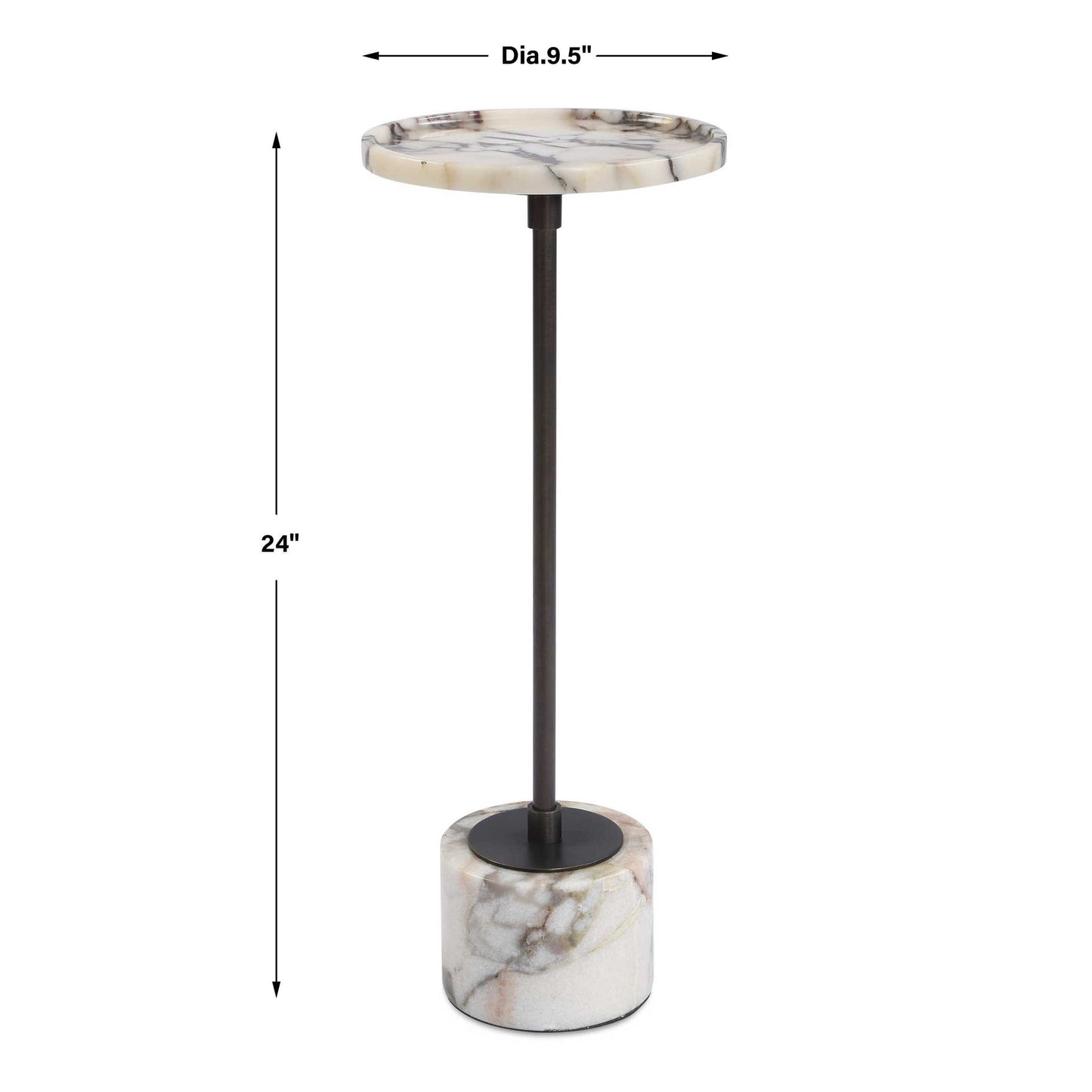 Brunson - White Marble Drink Table - Bronze / White