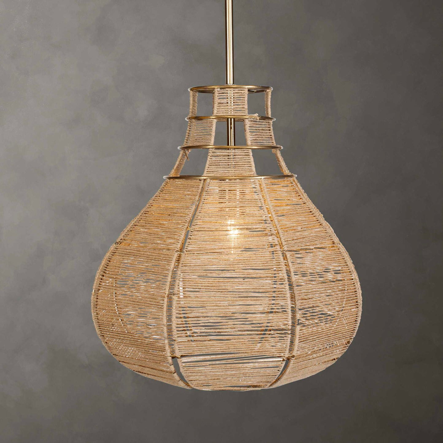 Hestia - 1 Light Natural Rope Pendant - Light Brown